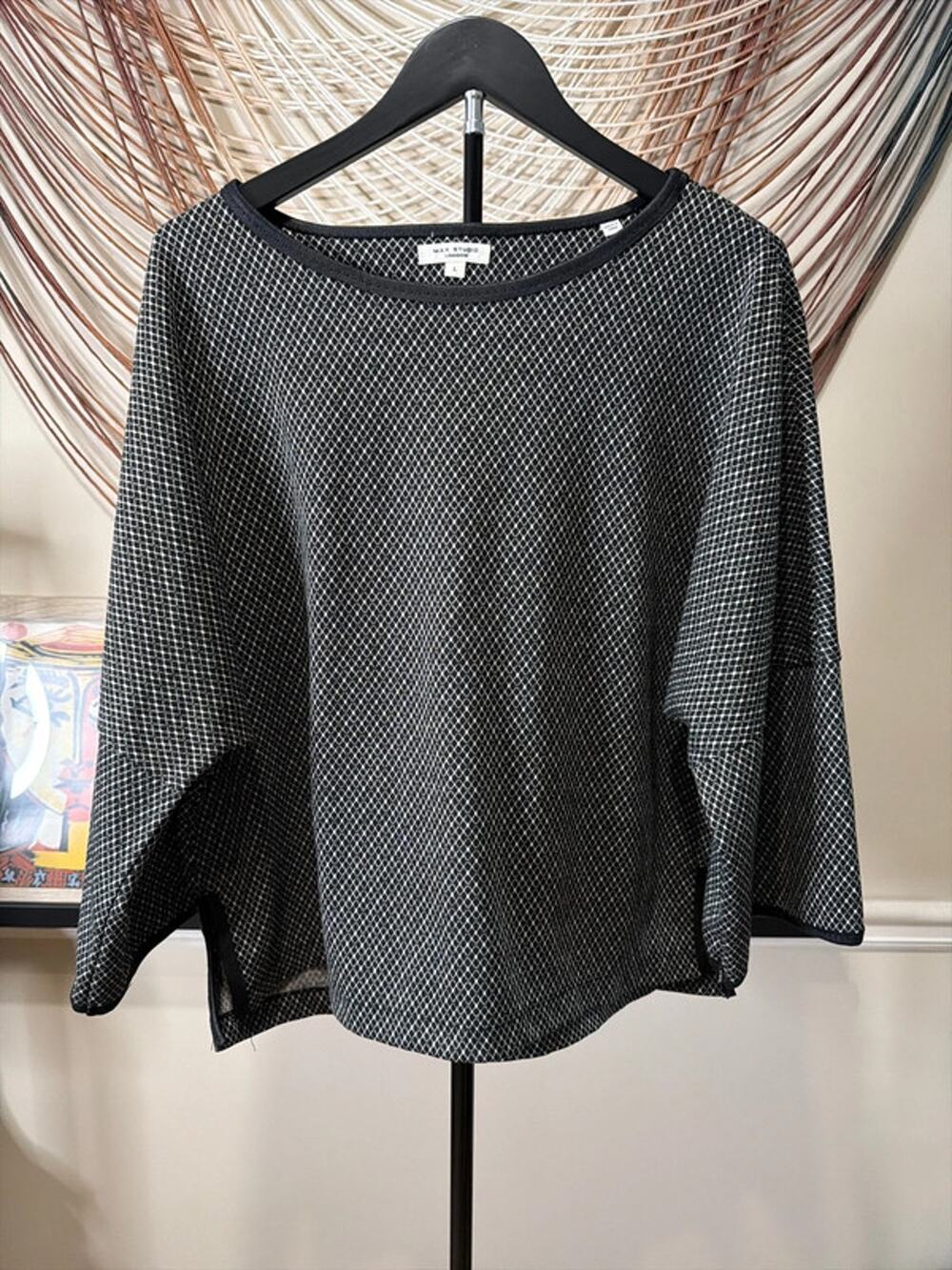 3 for $9 Max studio boat neck, black-and-white top EUC L 2146